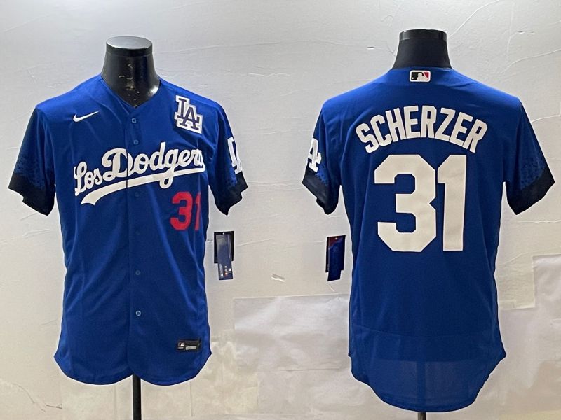 Men Los Angeles Dodgers #31 Scherzer Blue City Edition Elite Nike 2025 MLB Jersey style 5->los angeles dodgers->MLB Jersey